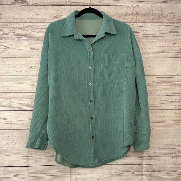 Unbranded Turquoise Corduroy Shacket Large - Picture 1 of 6